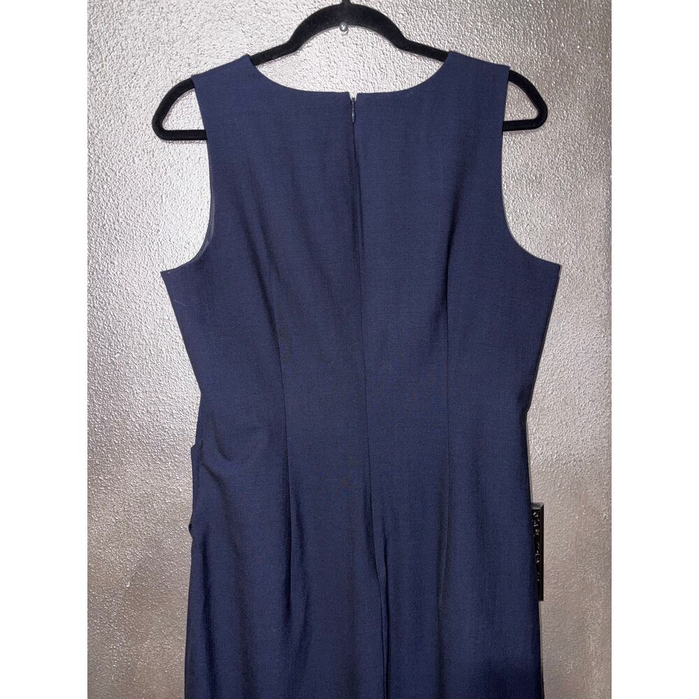 Banana Republic Navy Blue Ruched Faux Wrap Sleeveless Sheath Dress Size 12 NWT - Picture 7 of 10